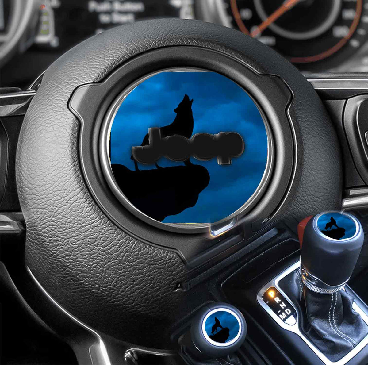 Steering wheel decal Blue wolf 130
