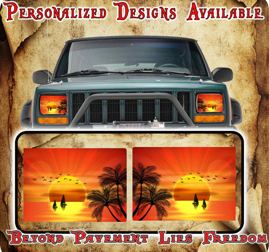 beach Eye decals for YJ or XJ 5x7 headlights