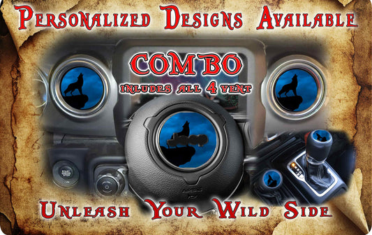 Steering wheel decal Blue wolf 130