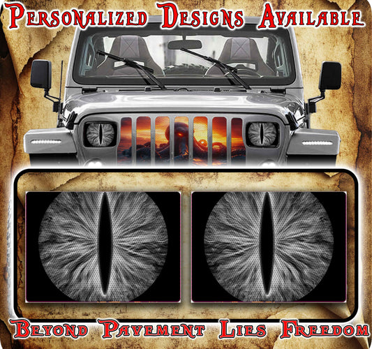 Black and white Eye decals for YJ or 5x7 headlights