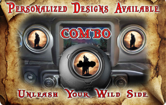 Steering wheel decal Wolf orange moon 226