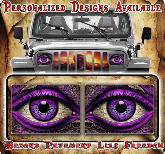 Purple Eye decals for YJ or 5x7 headlights