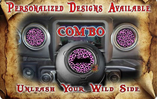 Pink cheetah print Steering wheel decal 199