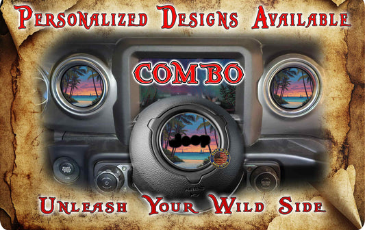 Steering wheel decal beach sailboats 236