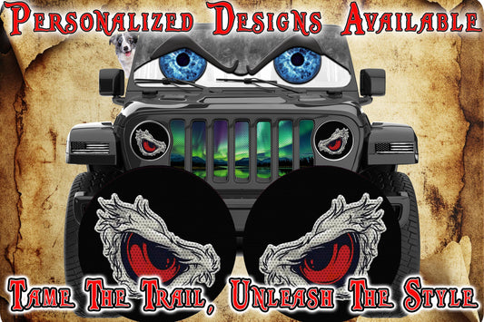 Red eye hawk headlight decal 100