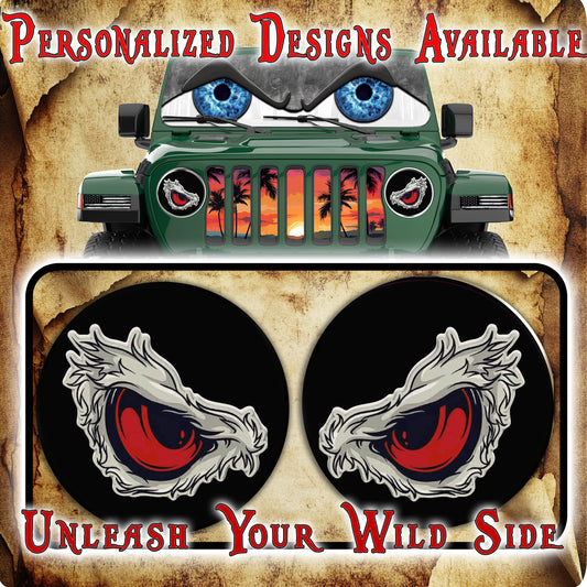 Red eye hawk headlight decal 100