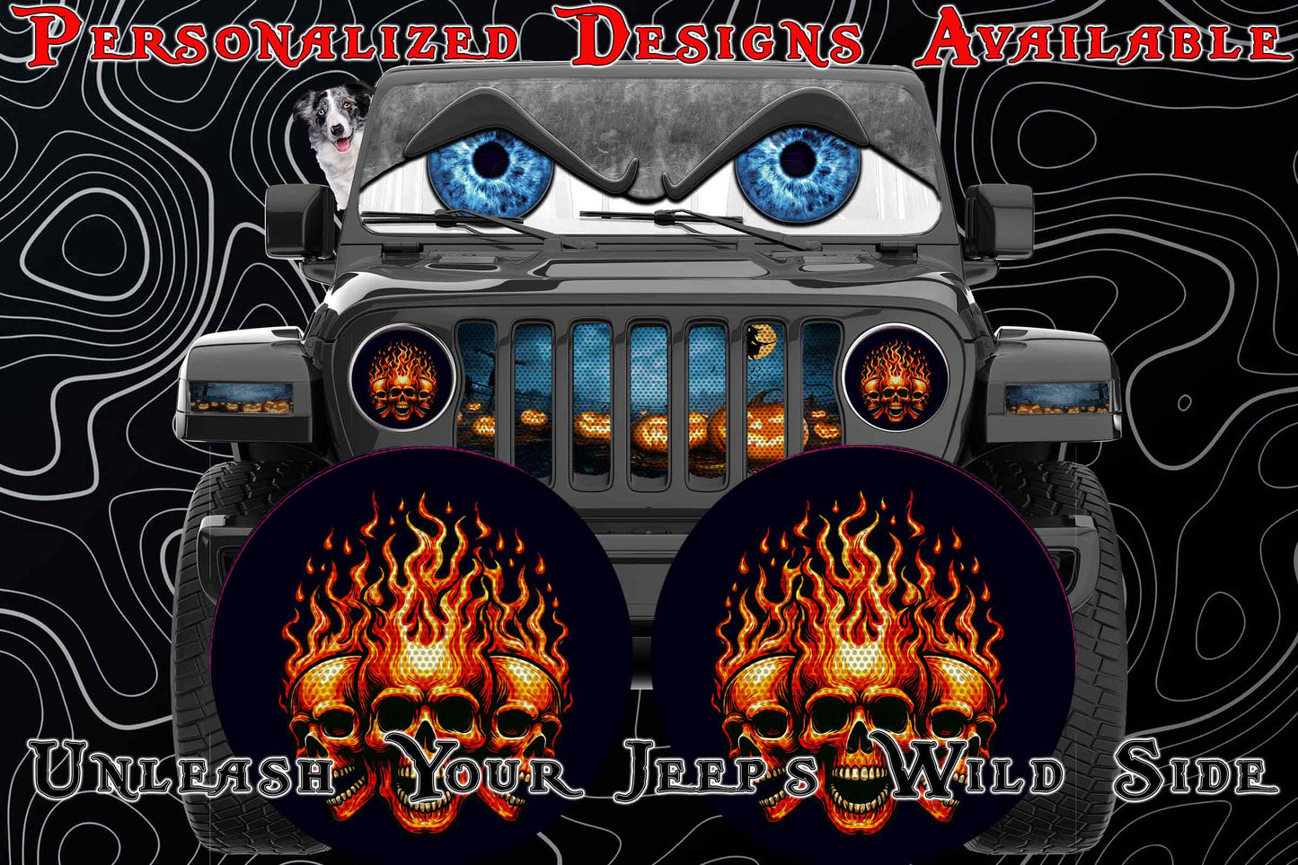 3 Flaming skulls