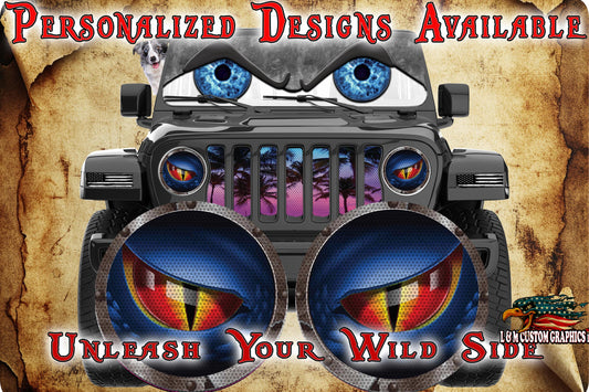 dinosaur headlight decal 131