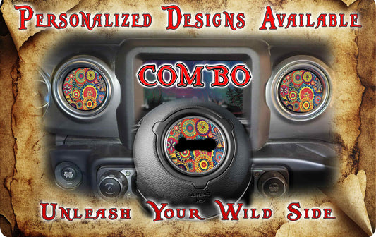 Steering wheel decal Hippy Flower 166