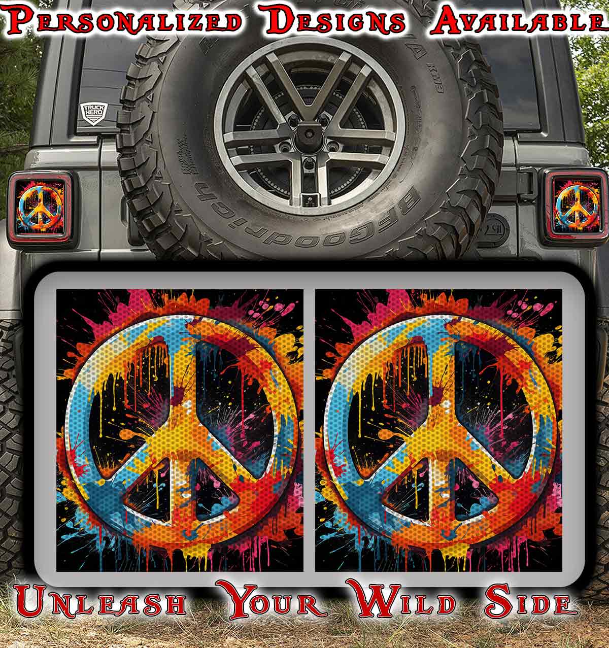 Peace print Taillight cover decal 22