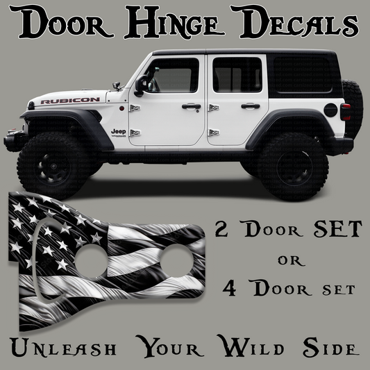 Black and white American flag Door hinge decals 2