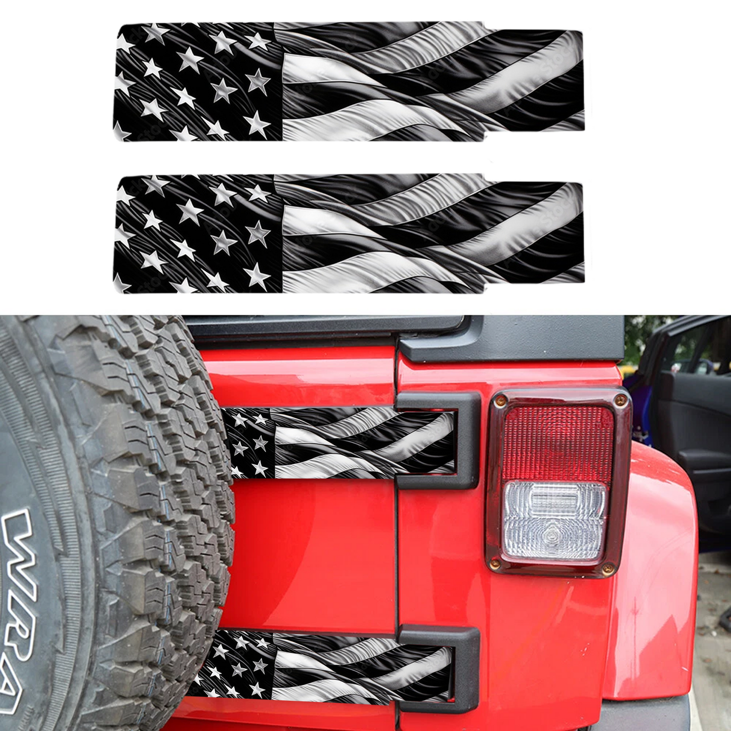 Rear gate hinge decal Flag 2