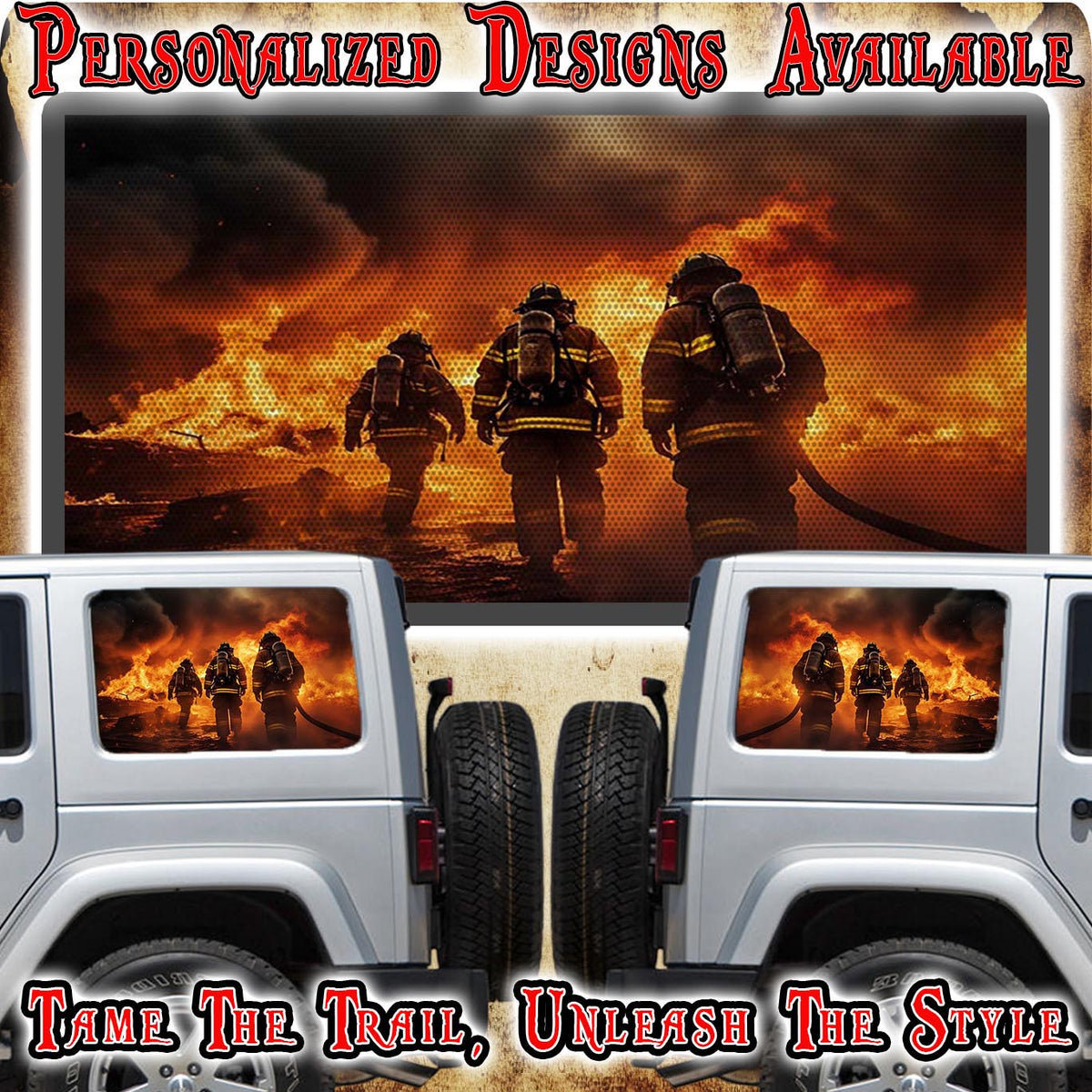Firemen Rear quarter window see through graphic.