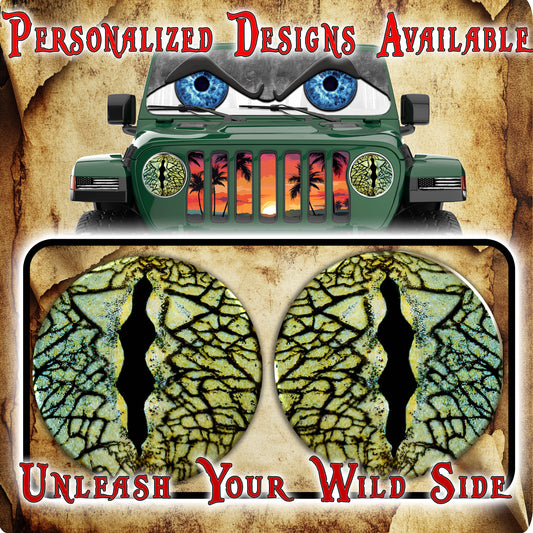Green Lizard eyes headlight decals 34