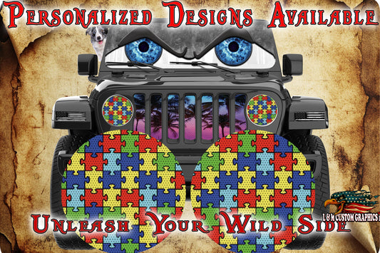 Autism awareness for a round headlight decal. 34