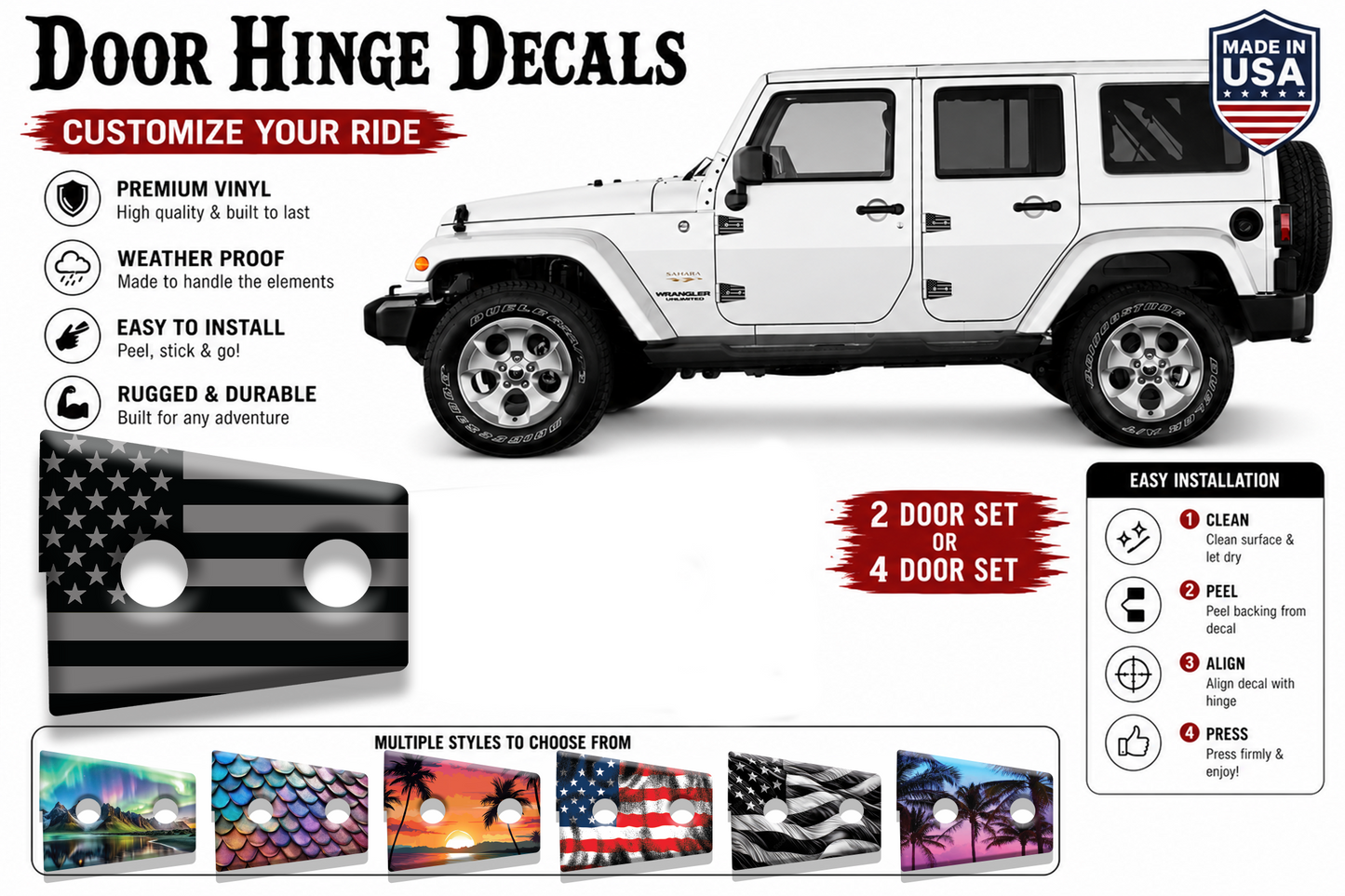 American flag print hinge bundle 36