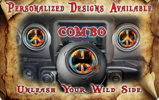 Steering wheel decal Peace sign 201