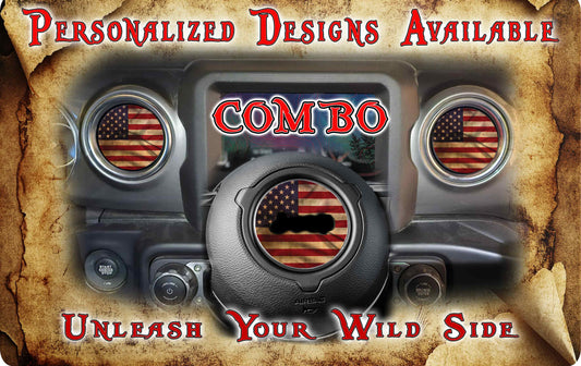 Steering wheel decal Antique American Flag 154