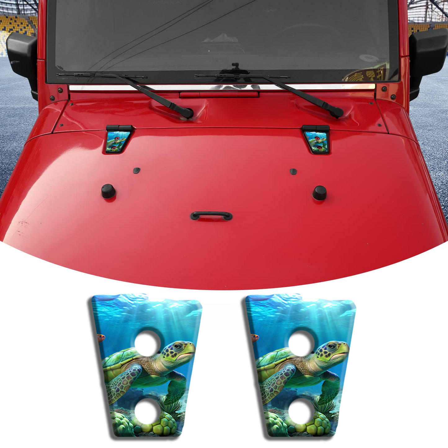 Sea turtle print hood hinge overlay decals 50