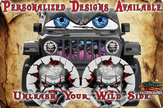 Clown face for a round beast headlight decal. 50