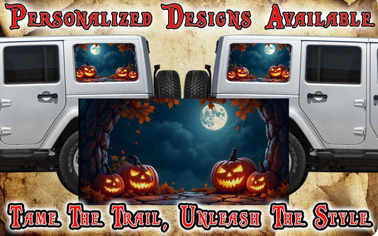 Pumpkin patch Rear quarter window see through graphic.