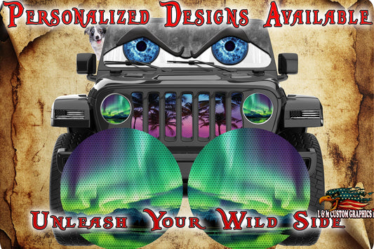 Northern lights eyes for a round headlight decal 65