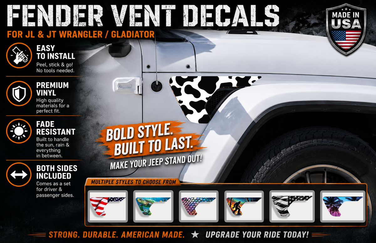 fender vent for the JL or JT 2018 or newer Cow print 72