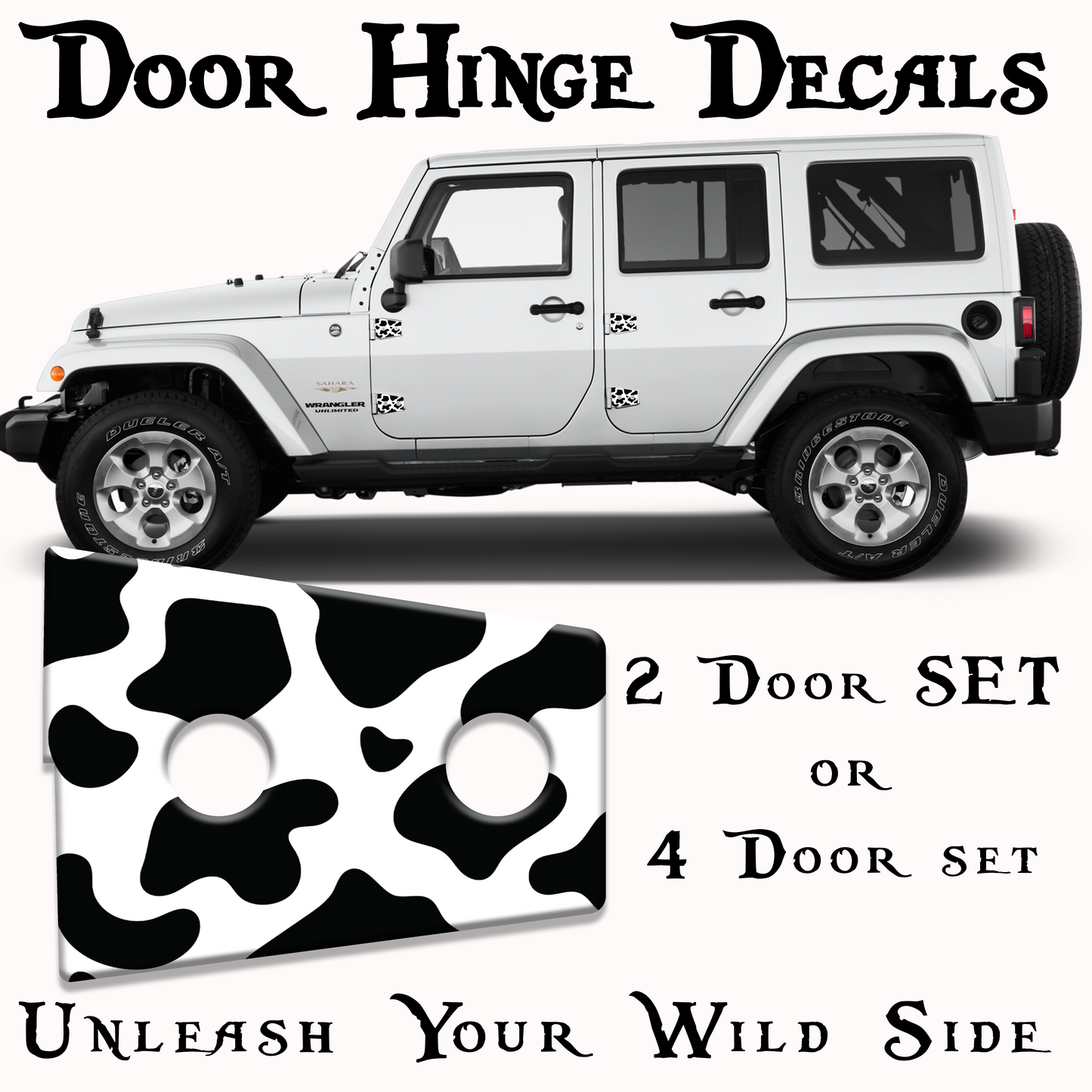 JK Cow print door hinge decal 7