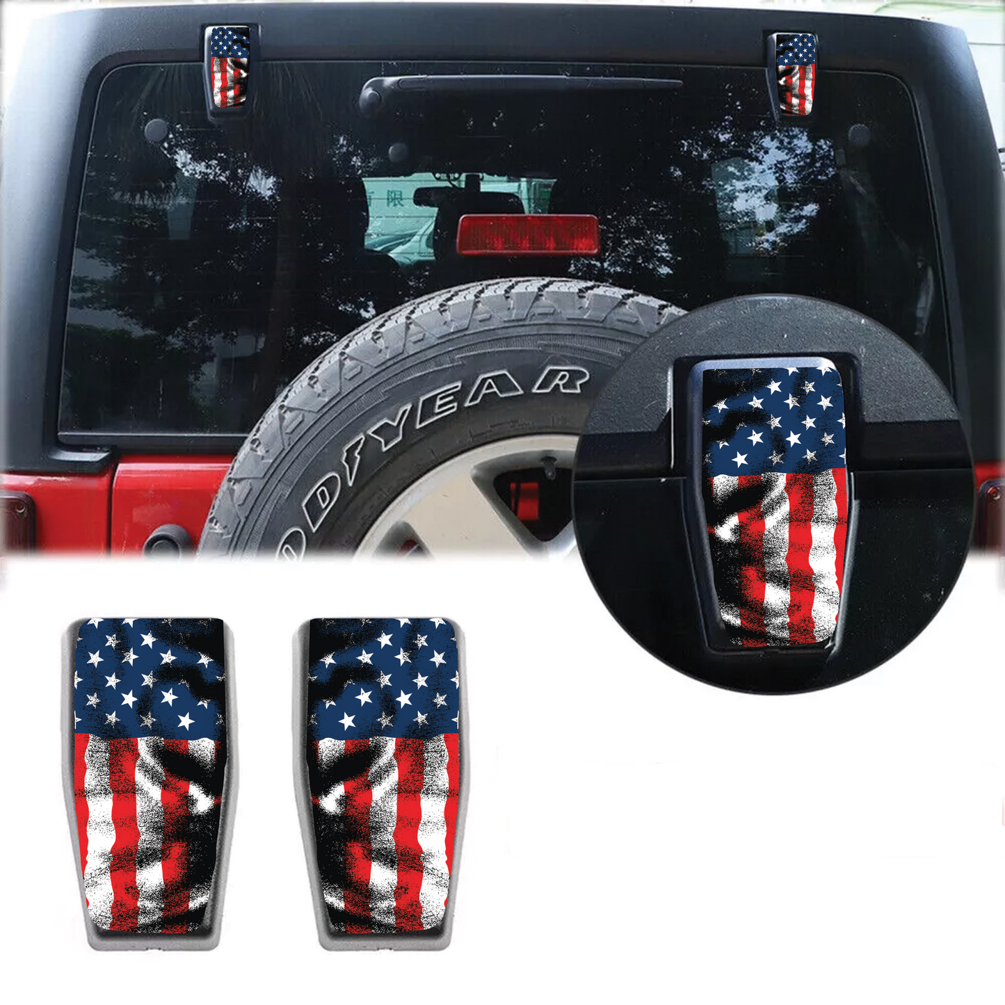 American flag Rear liftgate hinge overlay decal 82