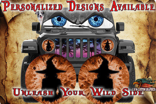 Witch orange moon for a round beast headlight decal 82