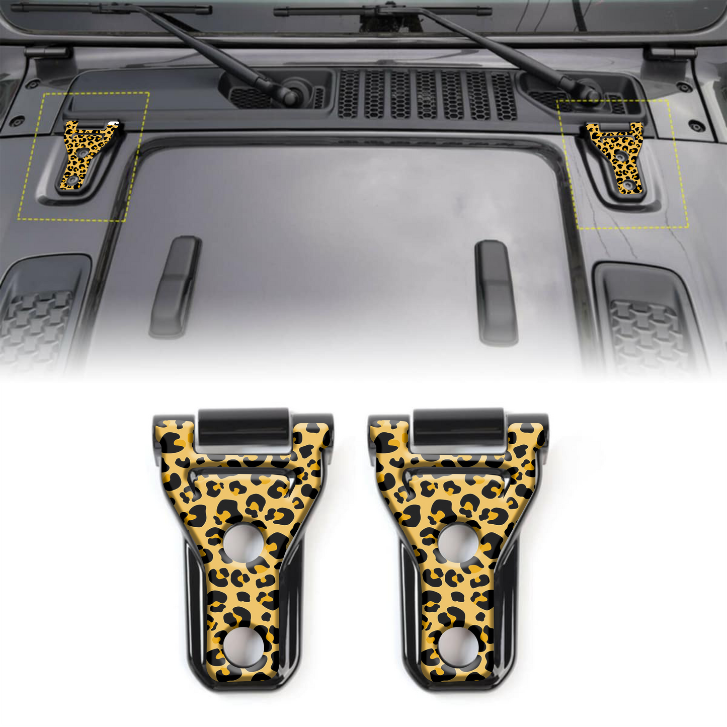 Leopard print hood hinge overlay decals 8