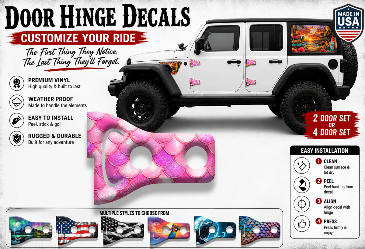 Pink mermaid scales Door hinge decals 93