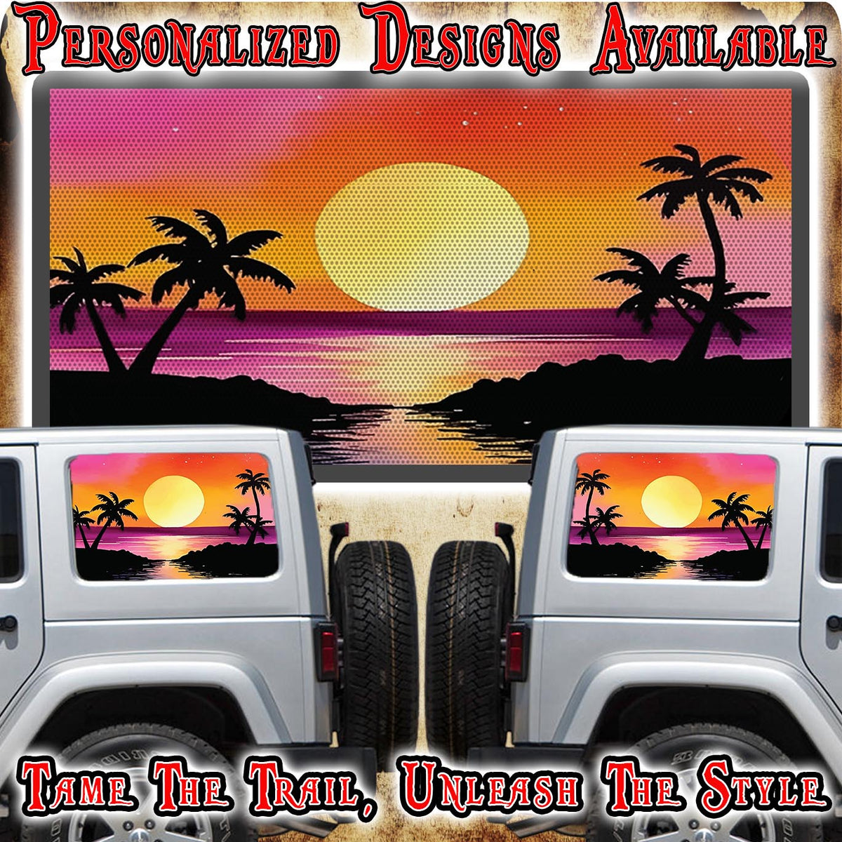 Sunrise beach Rear quarter window see through graphic.