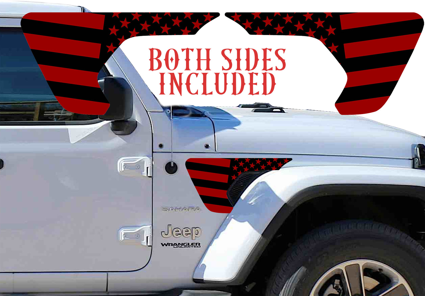 black and Red Flag fender vent for the JL or JT 2018 or newer