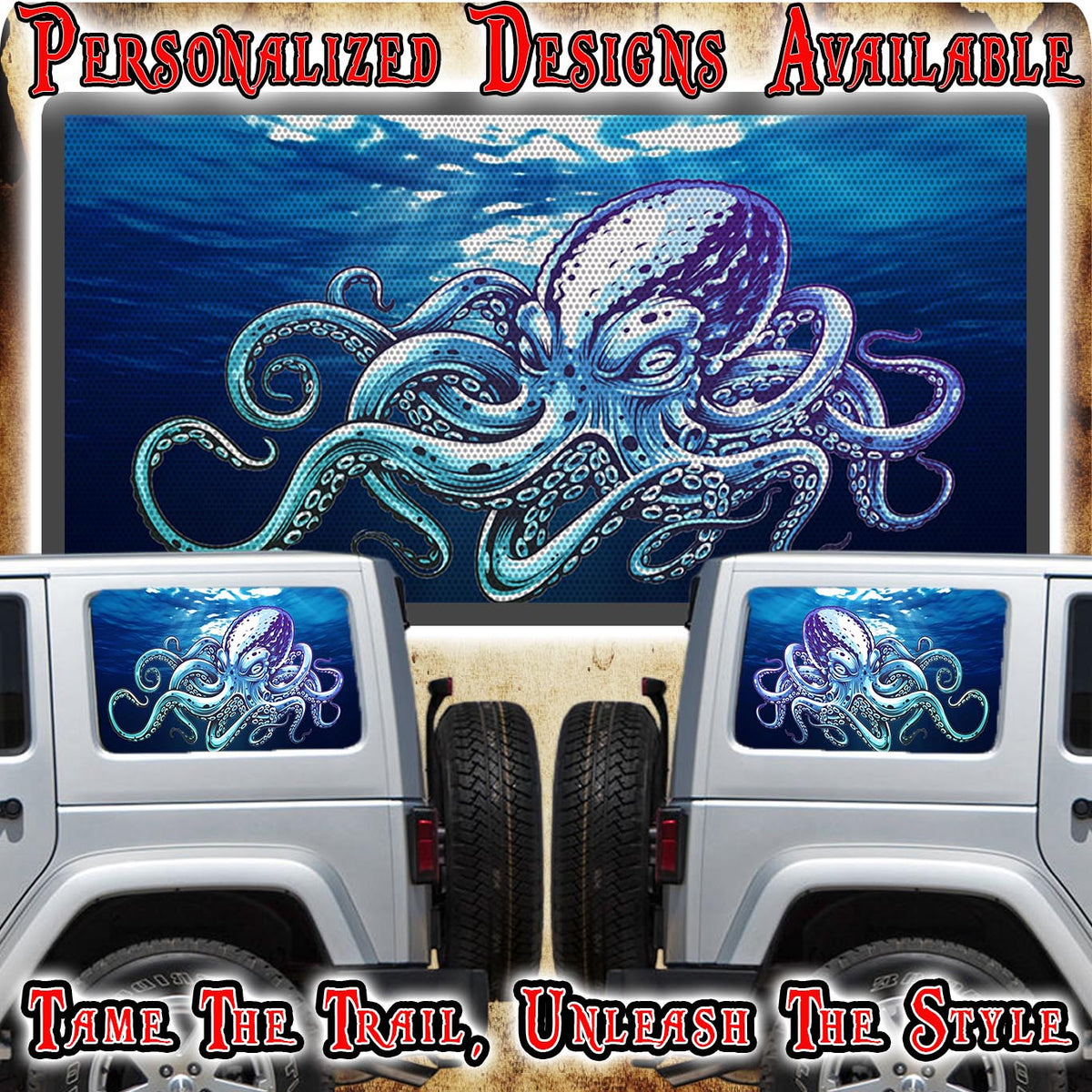 Octopus Rear quarter window see through graphic.