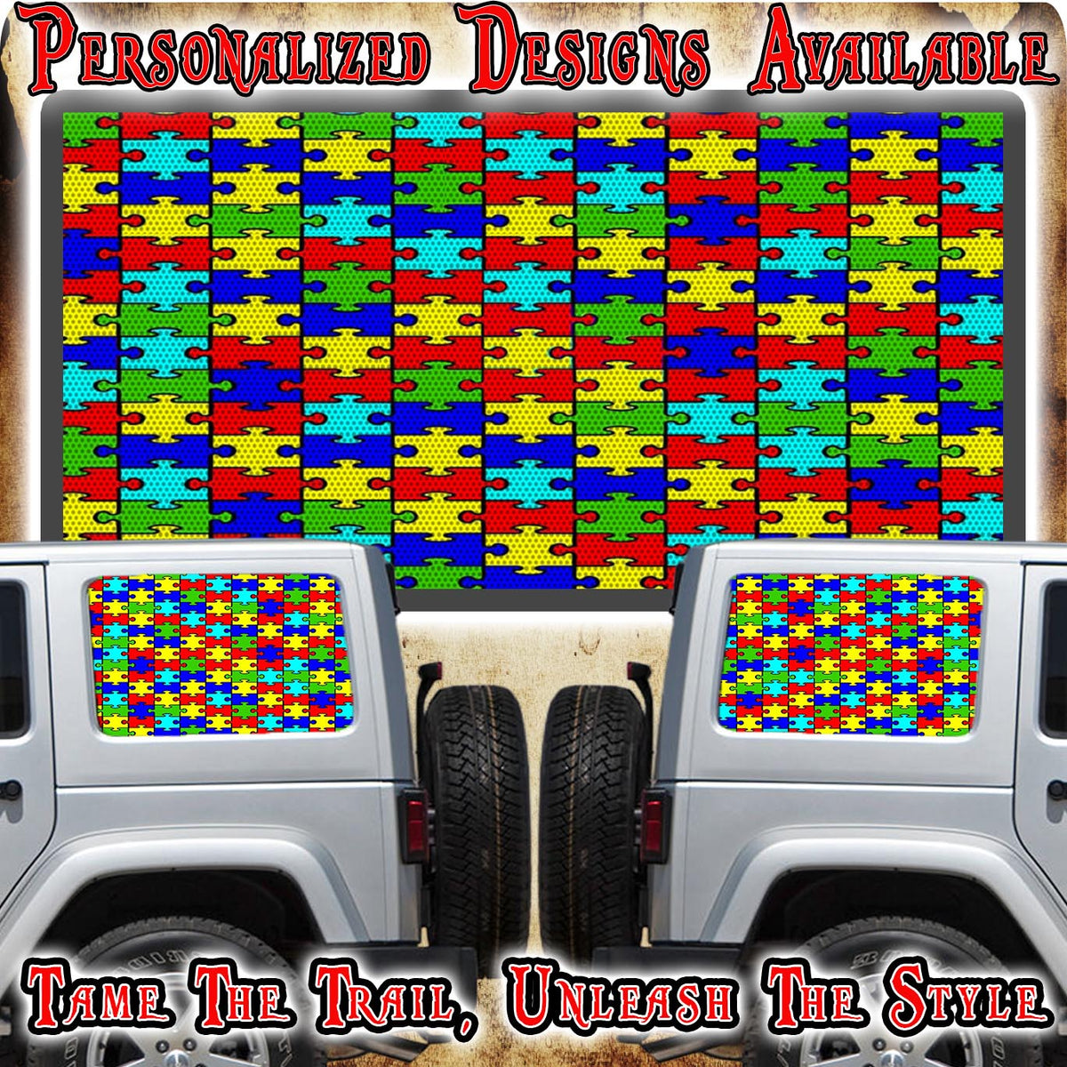 Autism Rear quarter window see through graphic.