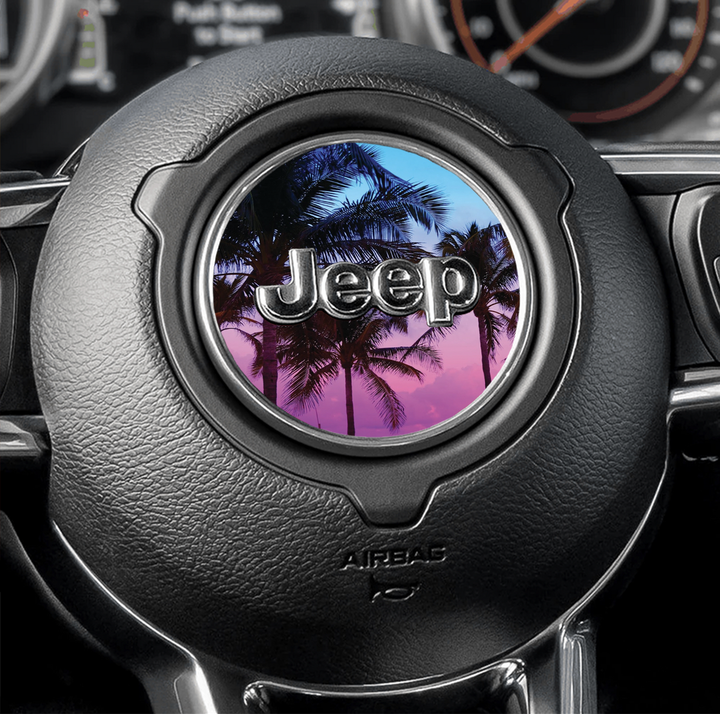 Steering wheel decal Palm trees