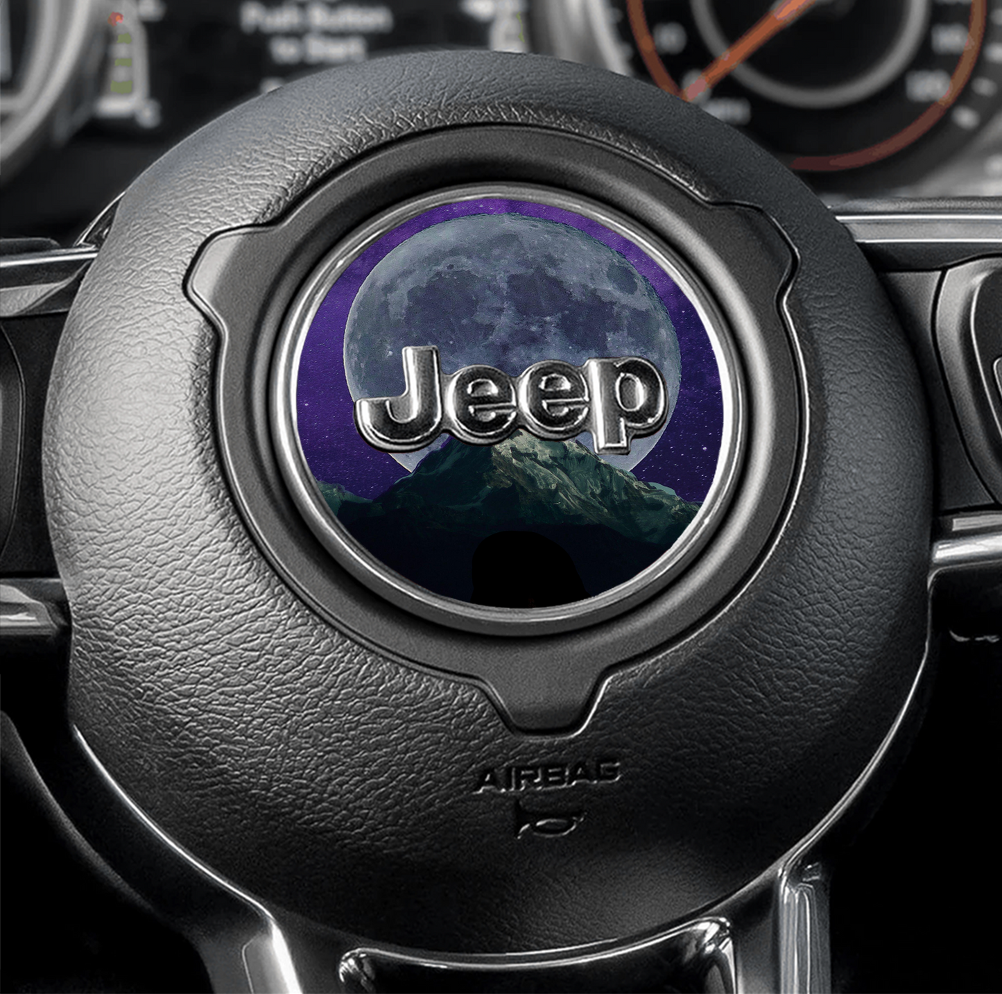 Steering wheel decal Full moon mountain