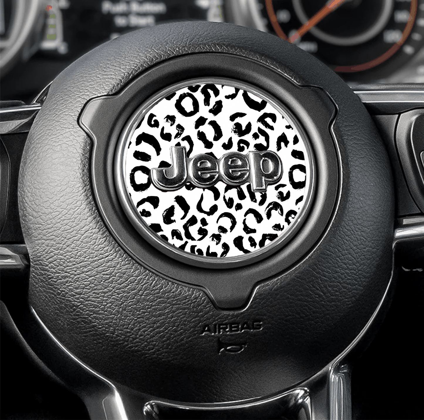 Steering wheel decal Cow print