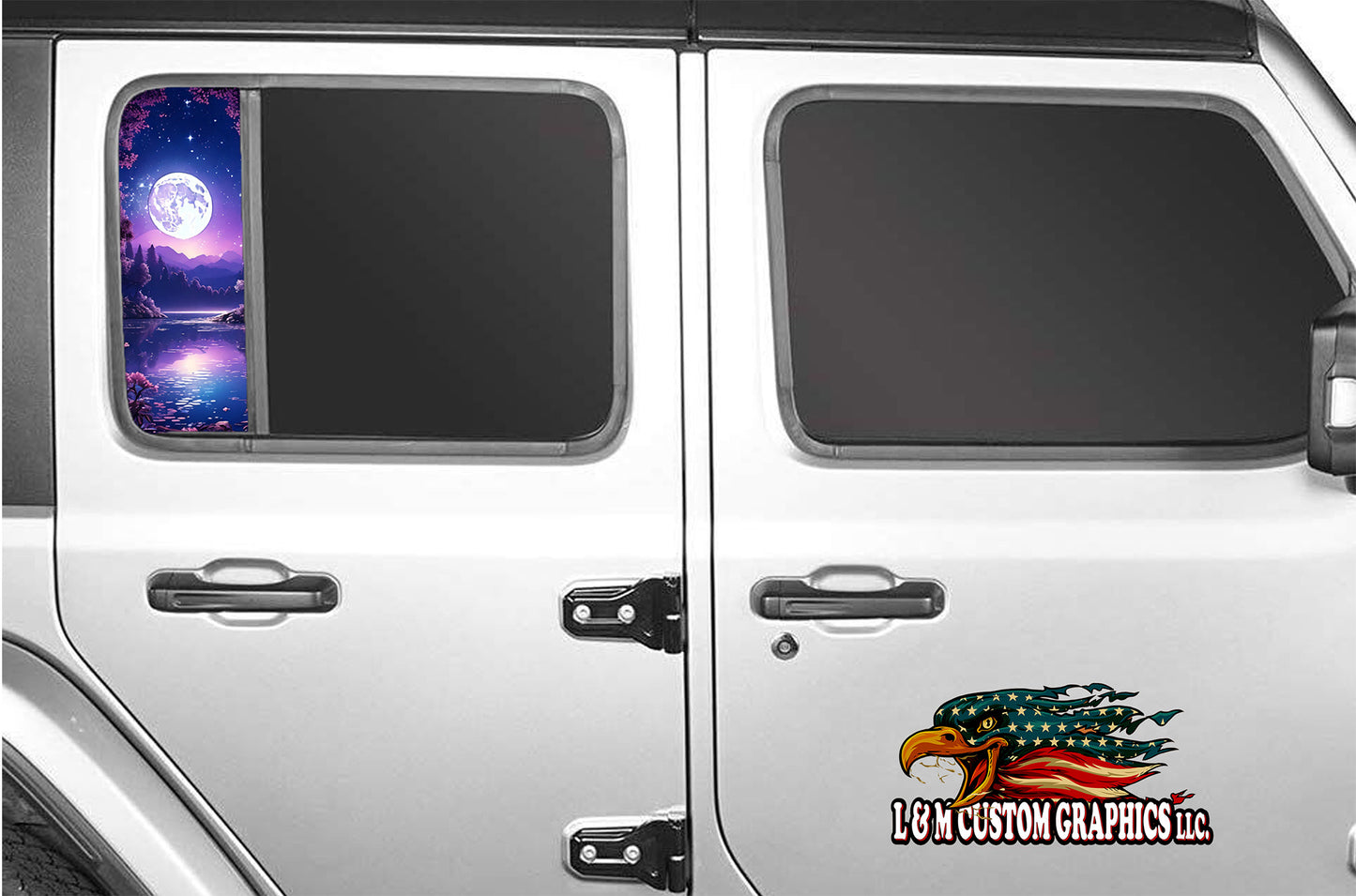Side door window decal purple moon