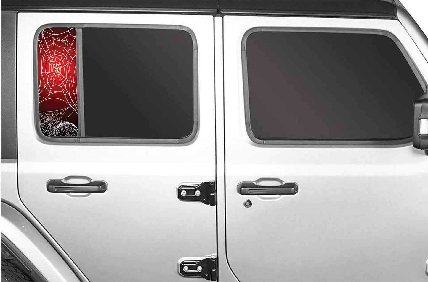 Side door window decal spiderwebs