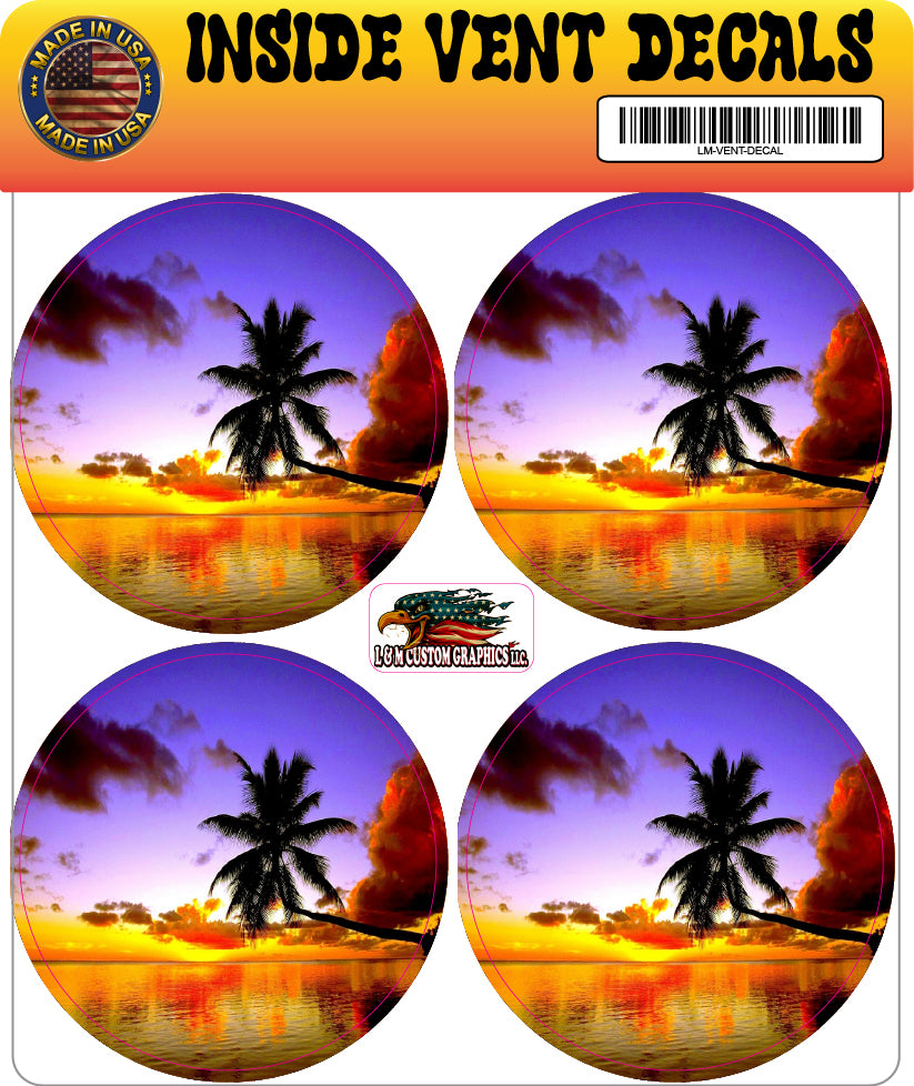 Inside vent decals sunset palms