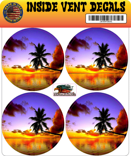 Inside vent decals sunset palms