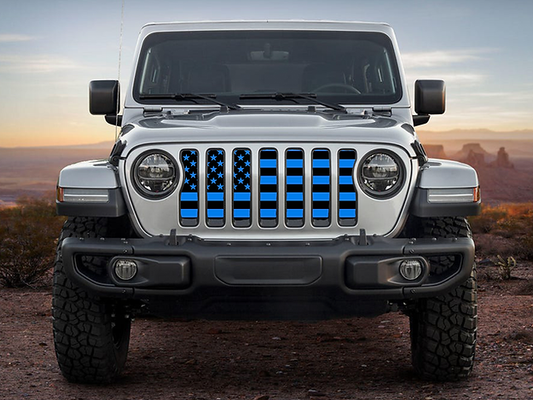 Blue and Black Flag grill insert