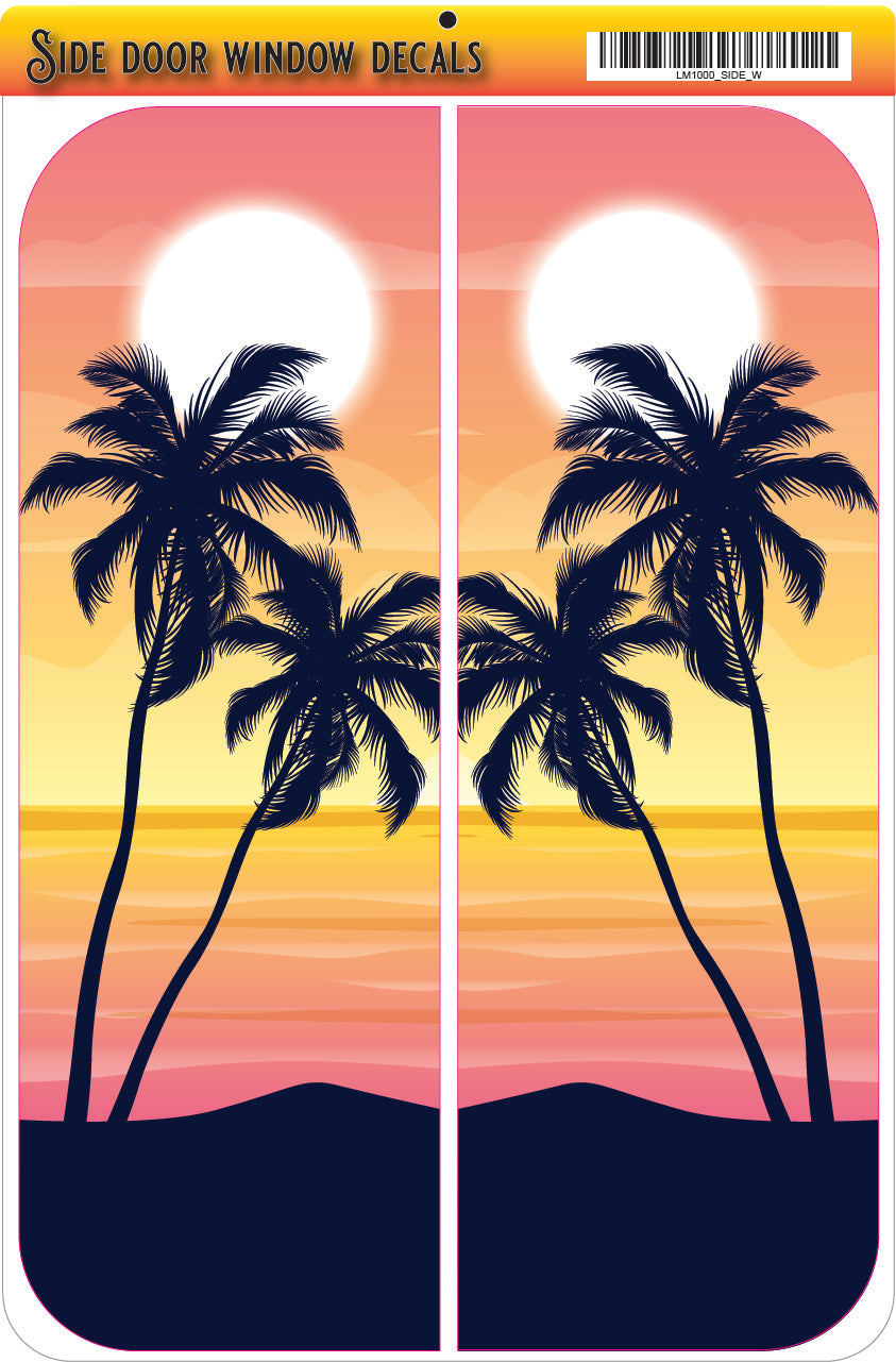 Side door window decal PALM TREES