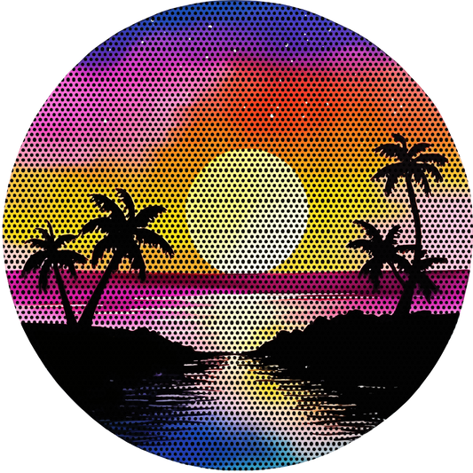 Beach Sunset round headlight decals