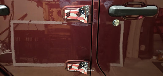 American flag black and gray Door hinge decals 36