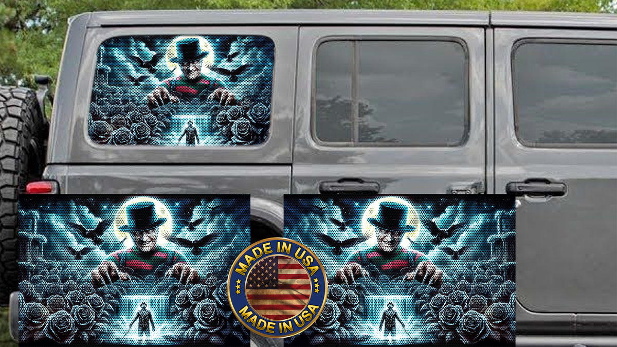 Freddy Rear quarter window see through graphic.