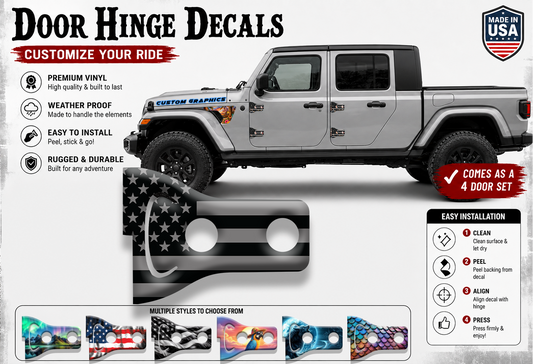 American flag black and gray Door hinge decals 36