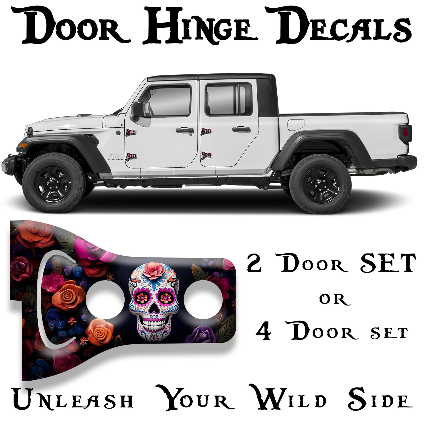 Sugar skull Door hinge decals 83